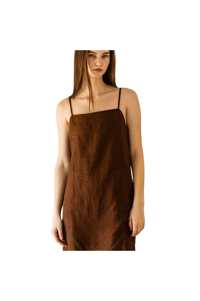 Suki Linen Mini Dress, Main, color, Chocolate - XS/S