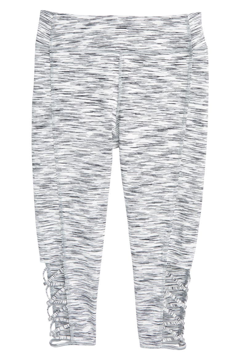 High Waist Lattice Crop Leggings, Main, color, WHITE ECLIPSE SPACEDYE