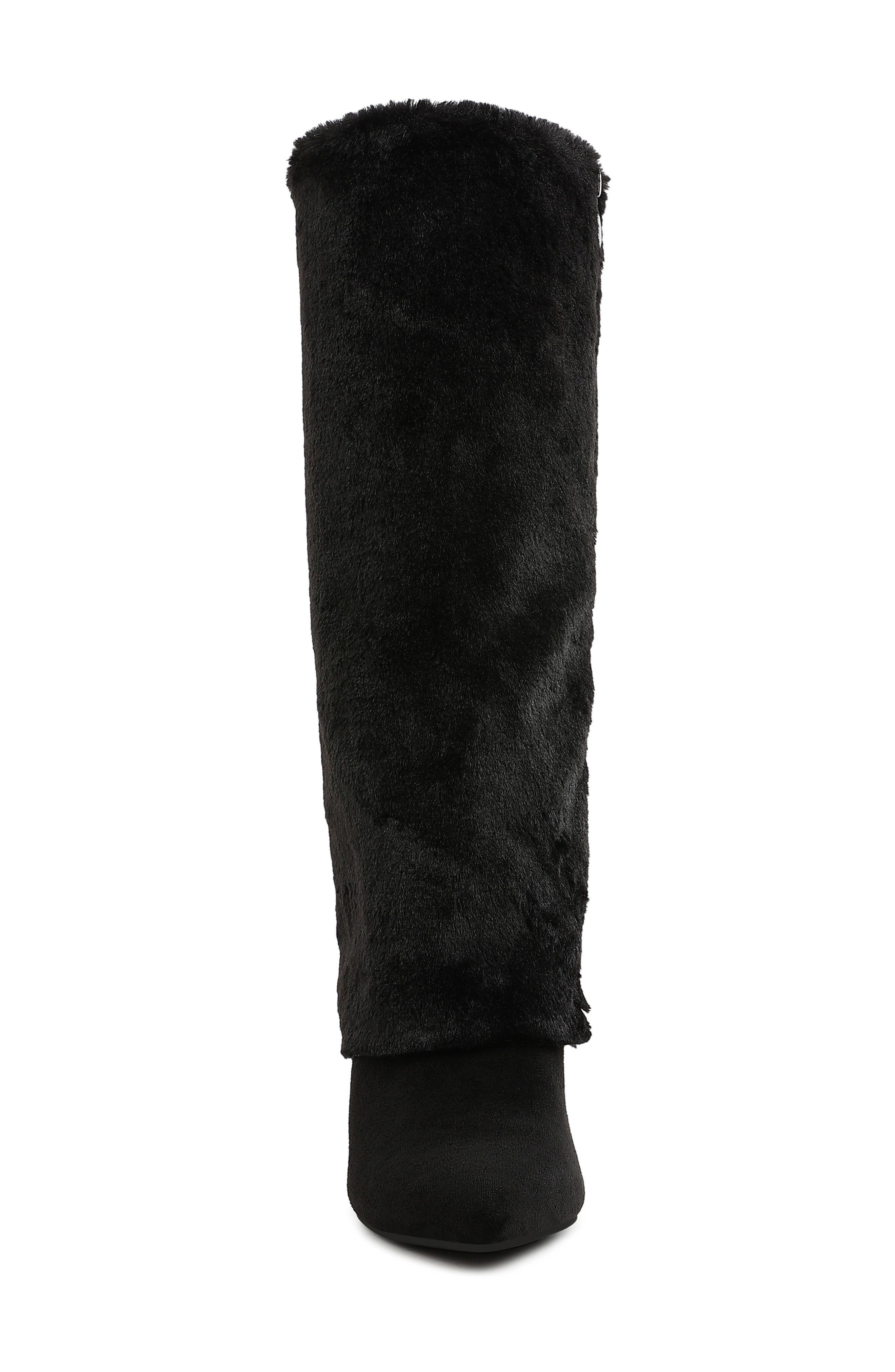 LONDON RAG Everglade Faux Calf Hair Knee High Boot, Alternate, color, Black
