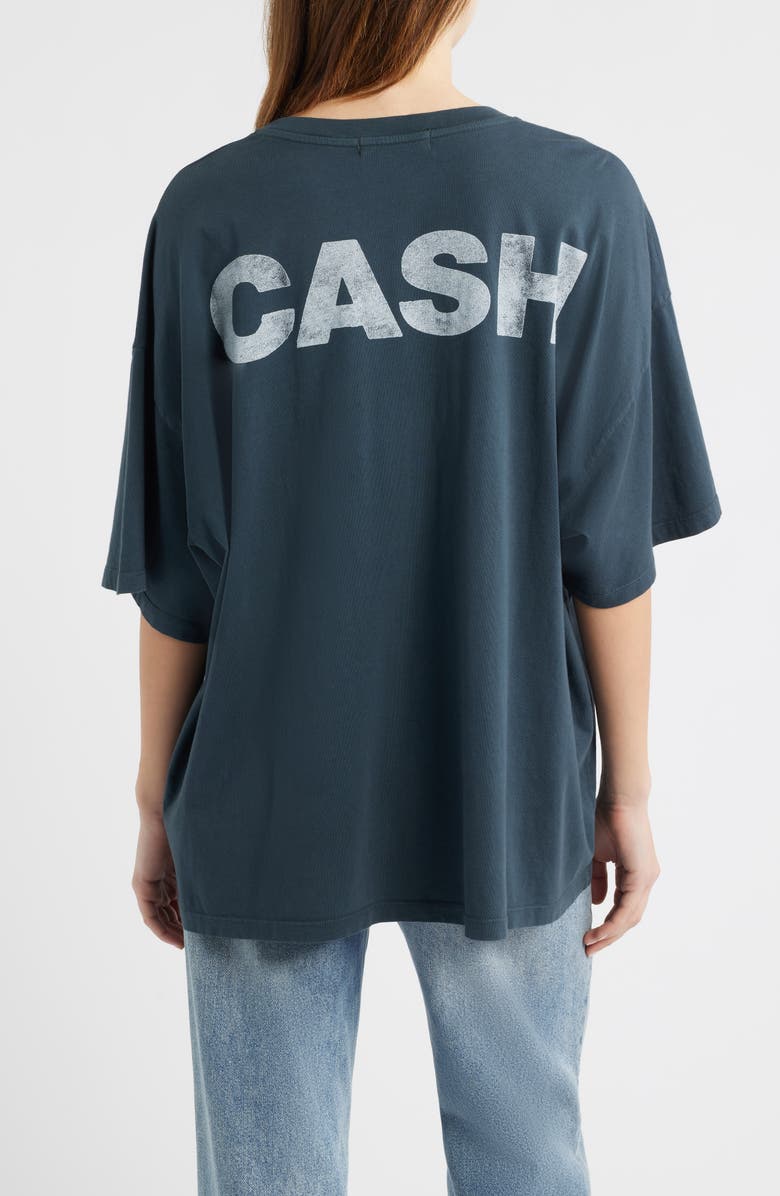 Daydreamer Johnny Cash Oversize Cotton Graphic T-Shirt, Alternate, color, Vintage Black