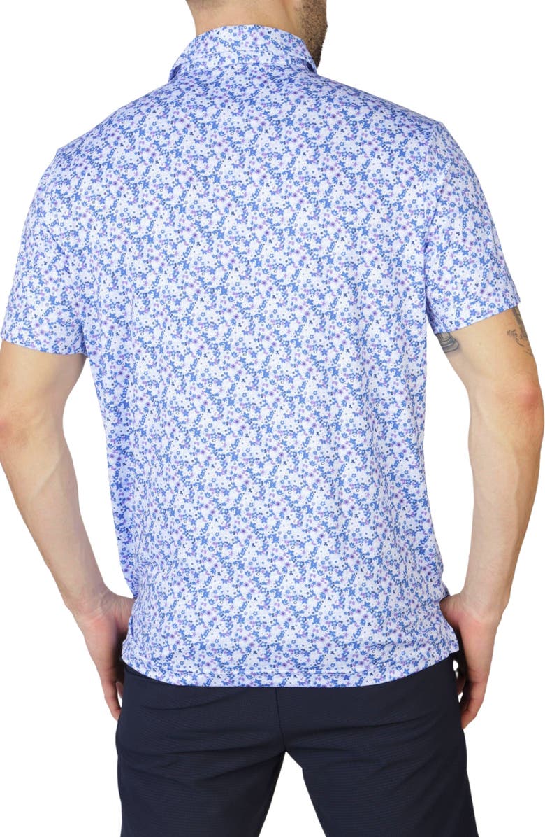 TailorByrd Ditsy Floral Print Performance Polo, Alternate, color, Blue Byrd