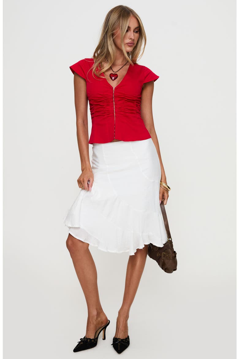 With Kindness Asymmetric Hem Midi Skirt, Alternate, color, WHITE