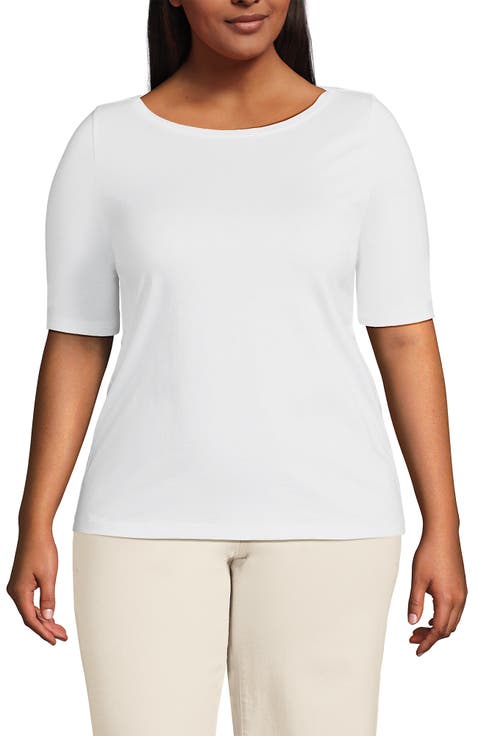 Elbow Sleeve Supima Boatneck Top