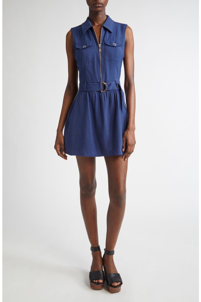 Kaira Belted Sleeveless Minidress, Main, color, SPRING NAVY