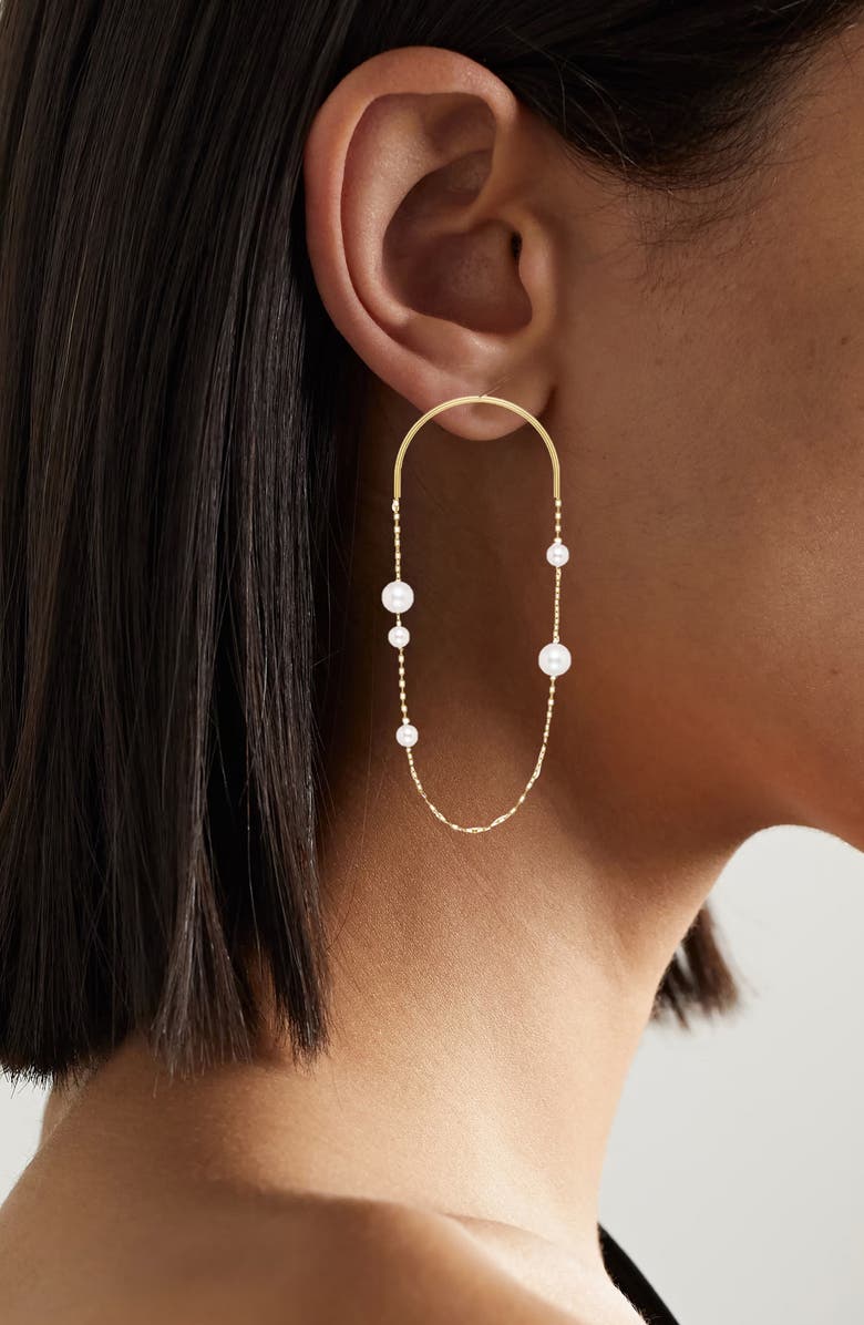 Poppy Finch Large Arch Cultured Pearl Drop Earrings, Alternate, color, 