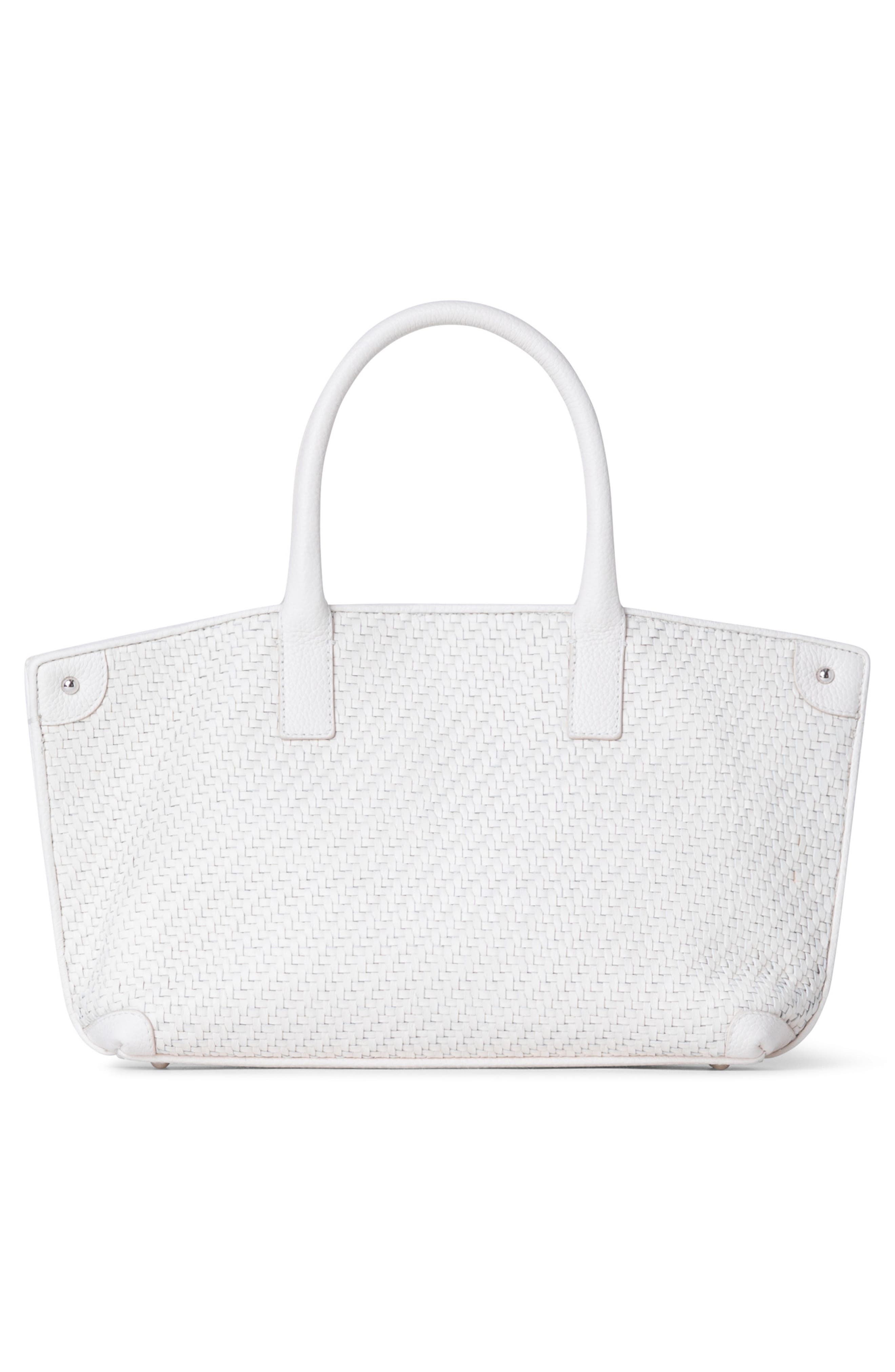 Akris Small AI Woven Leather Convertible Tote, Alternate, color, Ecru