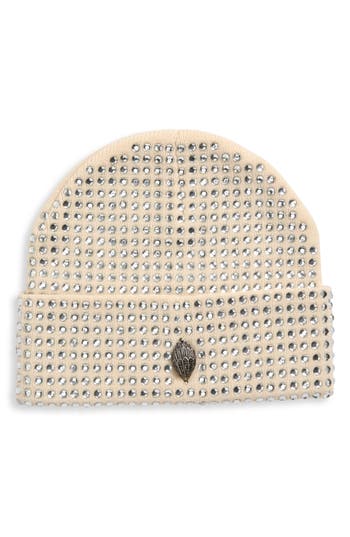 Kurt Geiger London Crystal Cuffed Beanie In Brown