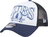 New Era Men's New Era White/Navy Chicago Cubs Distressed 9FORTY A-Frame Adjustable Trucker Hat