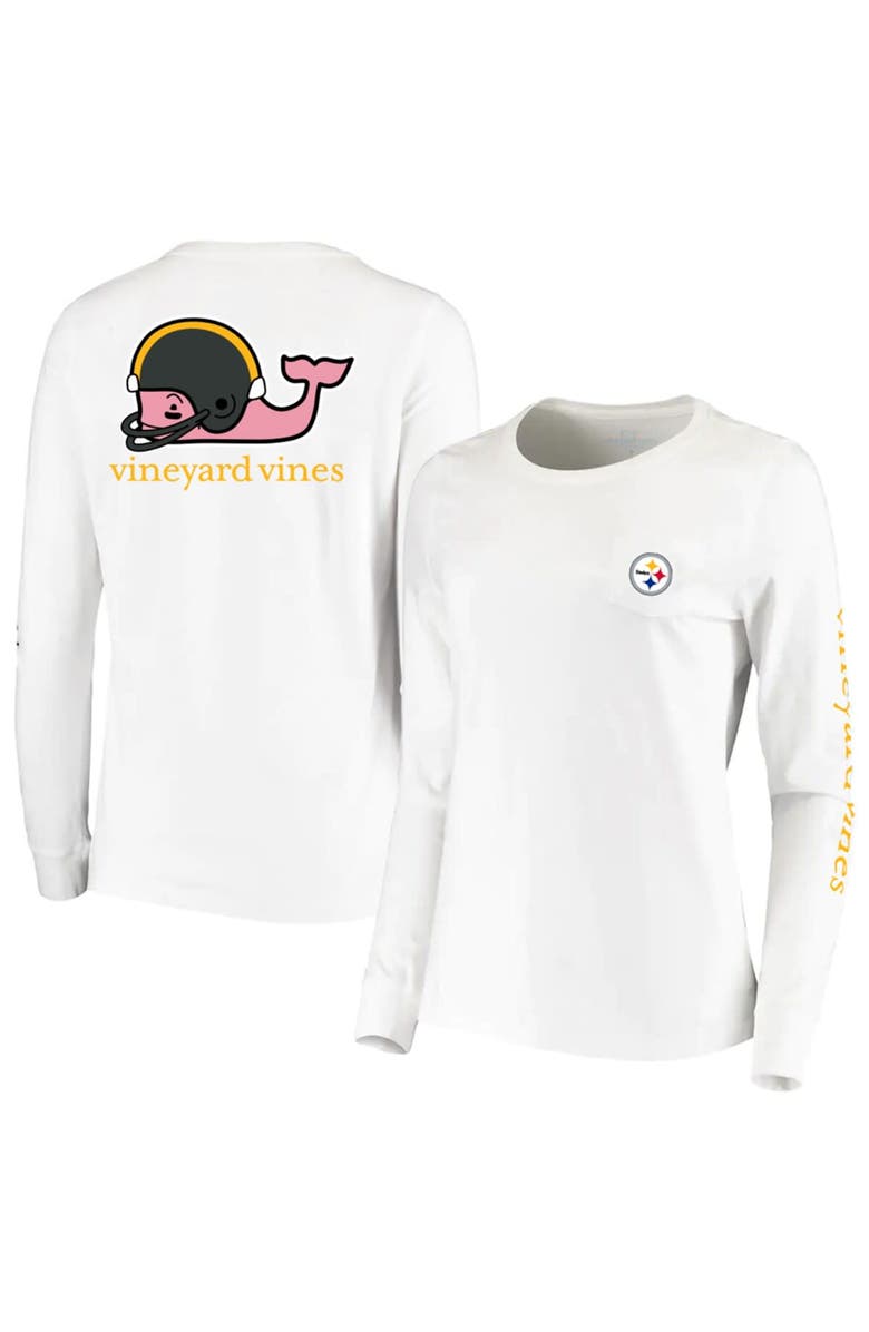vineyard vines Women's Vineyard Vines White Pittsburgh Steelers Helmet Long Sleeve T-Shirt, Main, color,