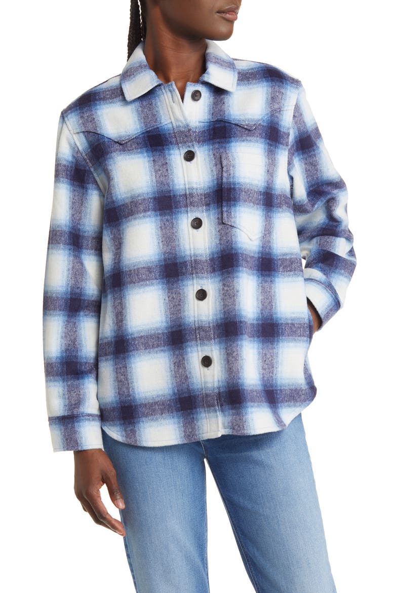 Tripp Plaid Flannel Shirt Jacket, Alternate, color, AZURE SAPPHIRE