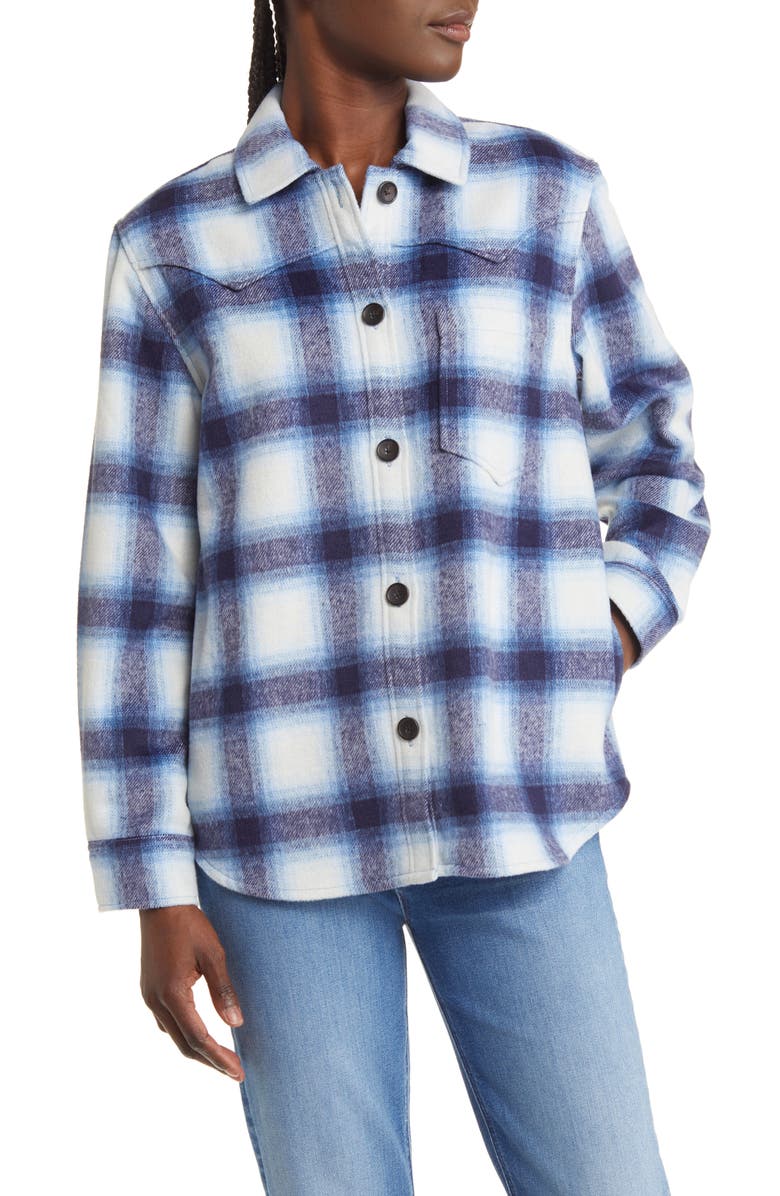 Rails Tripp Plaid Flannel Shirt Jacket, Alternate, color, Azure Sapphire