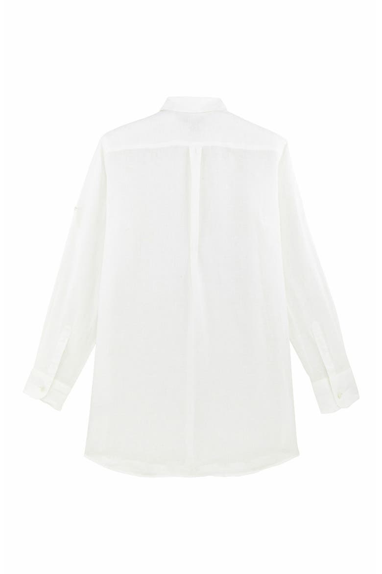 Women's Solid Linen Shirt Dress, Alternate, color, BLANC