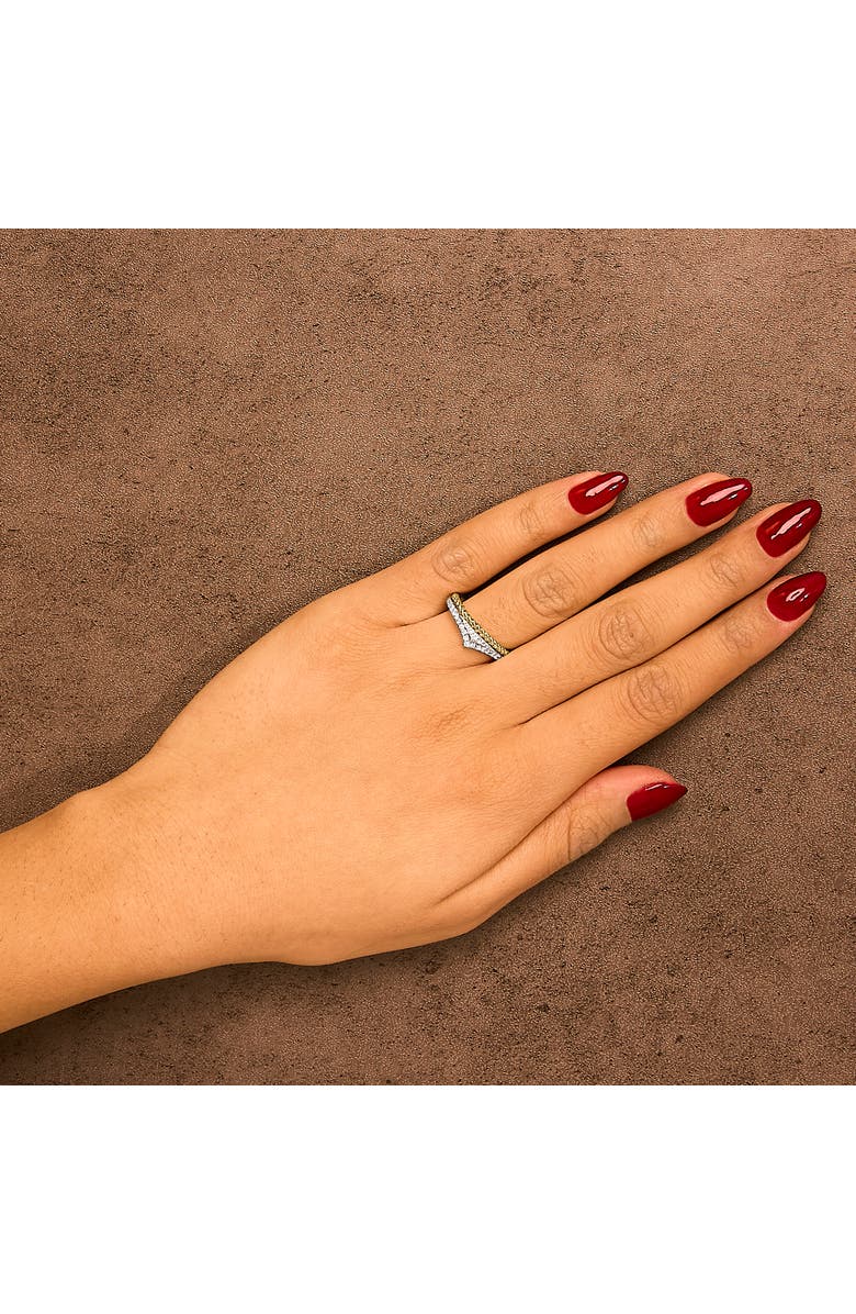 Haus of Brilliance 10K Yellow Gold Plated Sterling Silver 1/4 Cttw Diamond Chevron and Rope Band Ring, Alternate, color, Silver