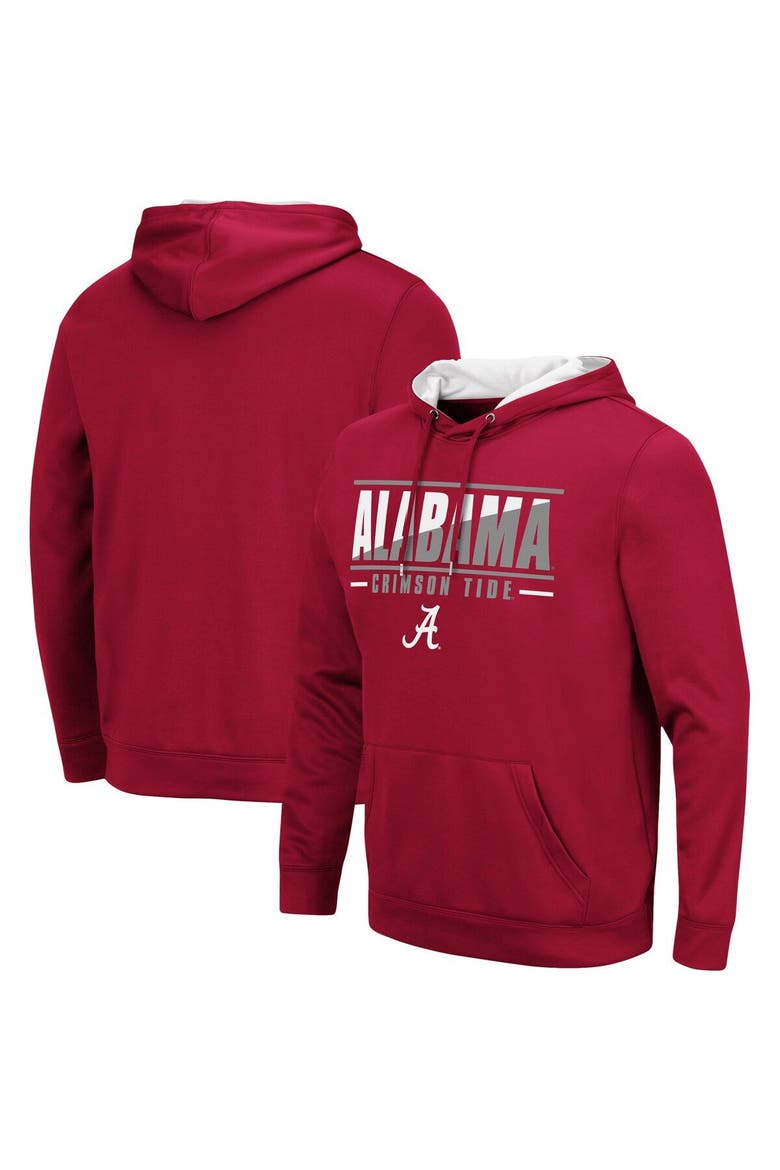 Men's Colosseum Crimson Alabama Crimson Tide Slash Stack 2.0 Pullover Hoodie, Main, color, Crimson