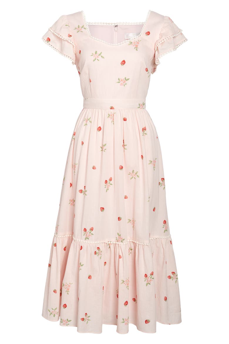 Print Ruffle Dress, Main, color, PINK ROSEWATER STRAWBERRY