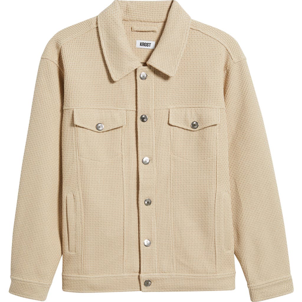 Krost Mesa Waffle Knit Trucker Jacket In Neutral
