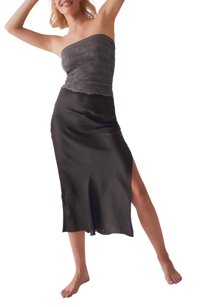 Love Letter Jacquard Tube Top, Alternate, color, BLACK