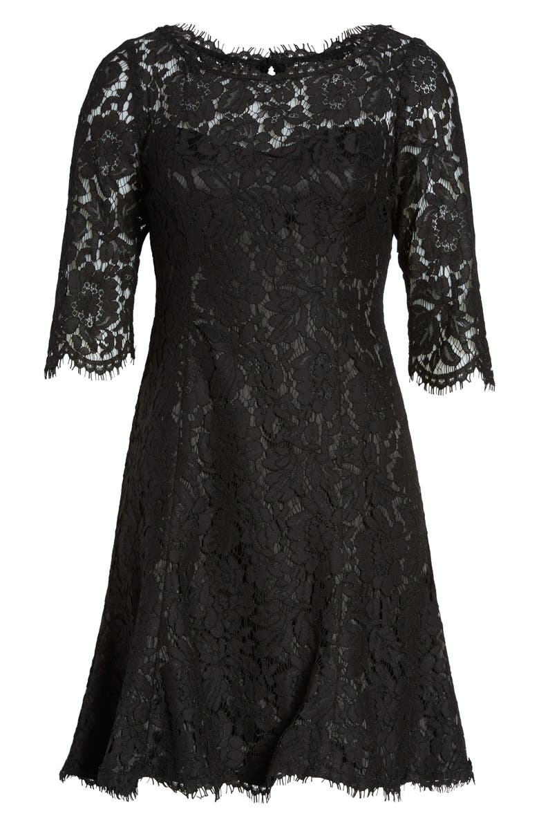 Eliza J Lace Fit & Flare Cocktail Dress, Main, color, 