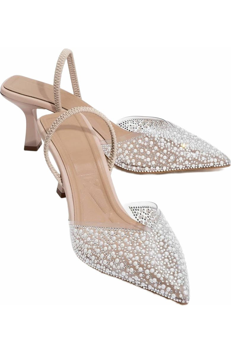 Forever & Always Shoes Whena Embellished Slingback Kitten Heel Pumps, Main, color,