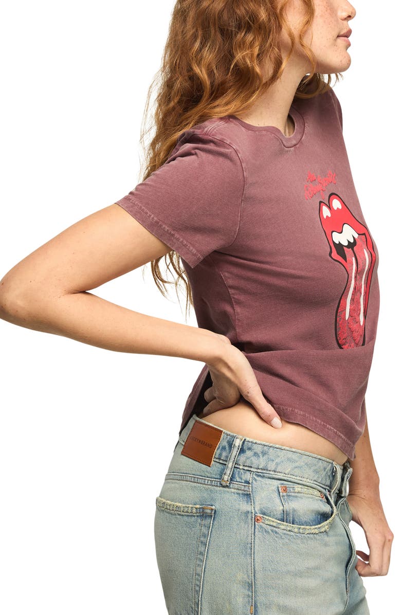 Lucky Brand Rolling Stones Lace Hot Lips Graphic T-Shirt, Alternate, color, Rustic Wine