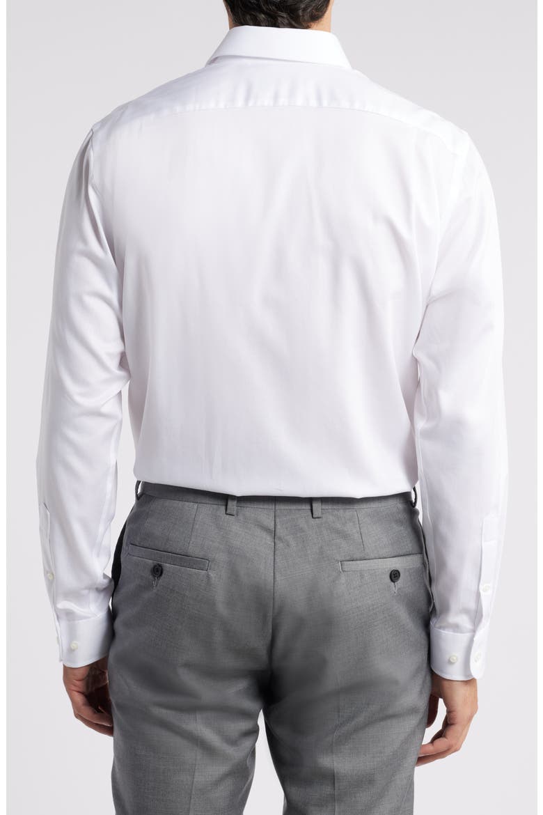 Traditional Fit Solid Herringone Dress Shirt, Alternate, color, WHITE HERRINGBONE