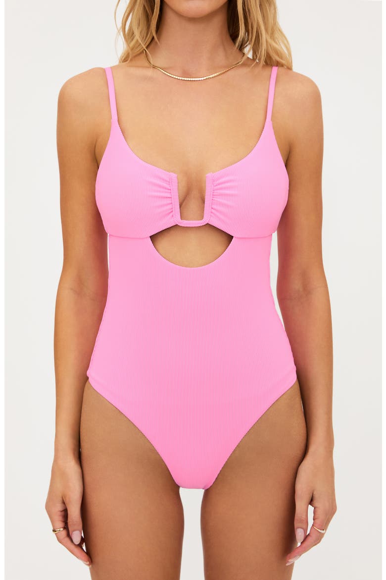 Lindy Cutout One-Piece Swimsuit, Alternate, color, PEAK PINK