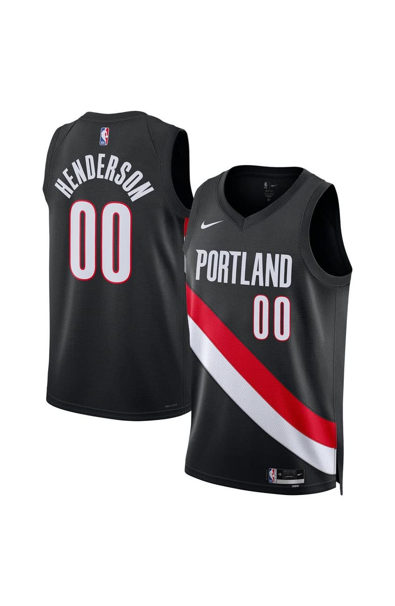 Nike Unisex Nike Scoot Henderson Black Portland Trail Blazers Swingman Jersey - Icon Edition, Main, color, 