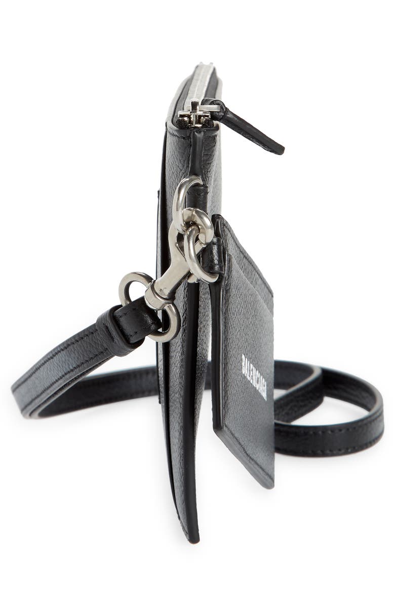 Balenciaga Cash Logo Leather Pouch & Card Case, Alternate, color, 