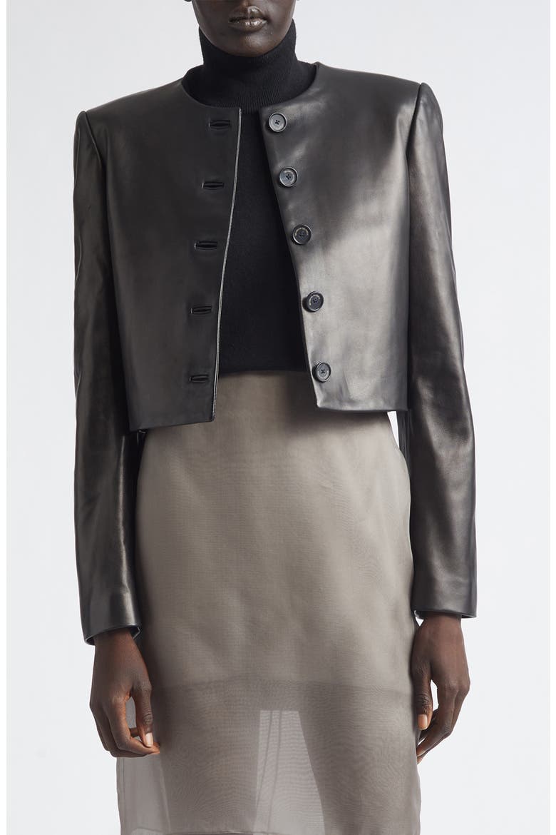 The Ryder Boxy Leather Crop Jacket, Main, color, BLACK