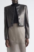 Brandon Maxwell The Ryder Boxy Leather Crop Jacket