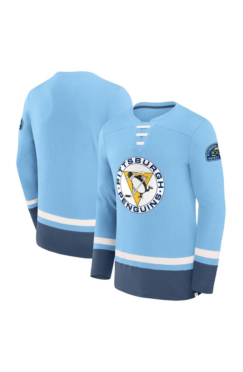 FANATICS Men's Fanatics Light Blue Pittsburgh Penguins Vintage High Point Long Sleeve T-Shirt, Main, color, Light Blue
