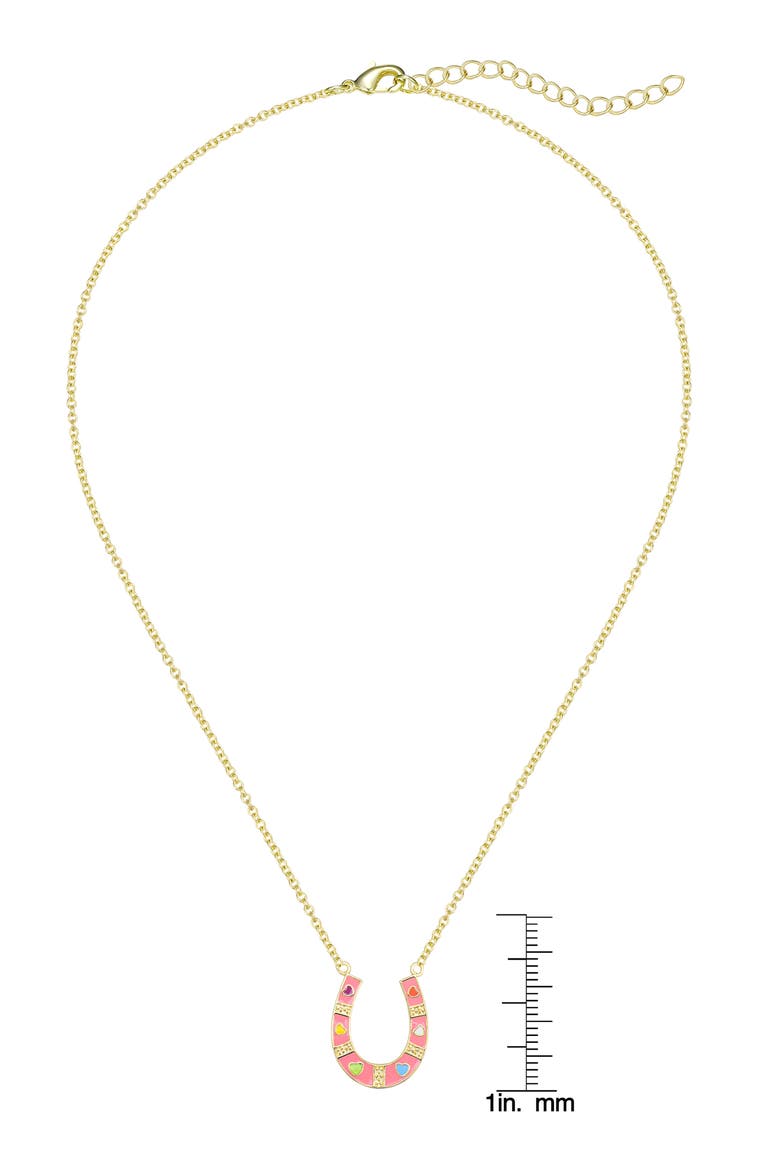 Kids' Horseshoe Pendant Necklace, Alternate, color, PINK