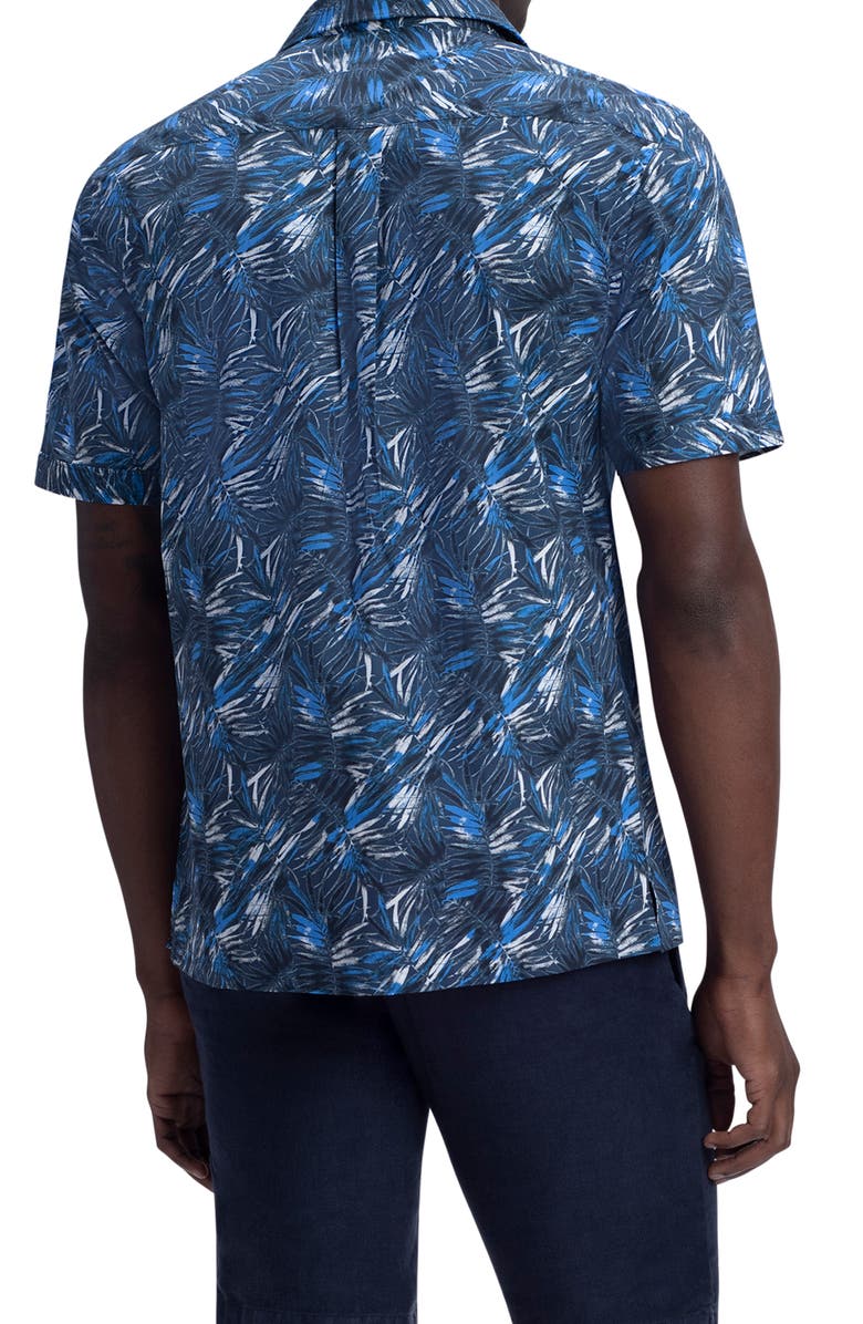 Bugatchi Men's Shaped Fit Print Stretch Cotton Short Sleeve Button-Up Shirt, Alternate, color,