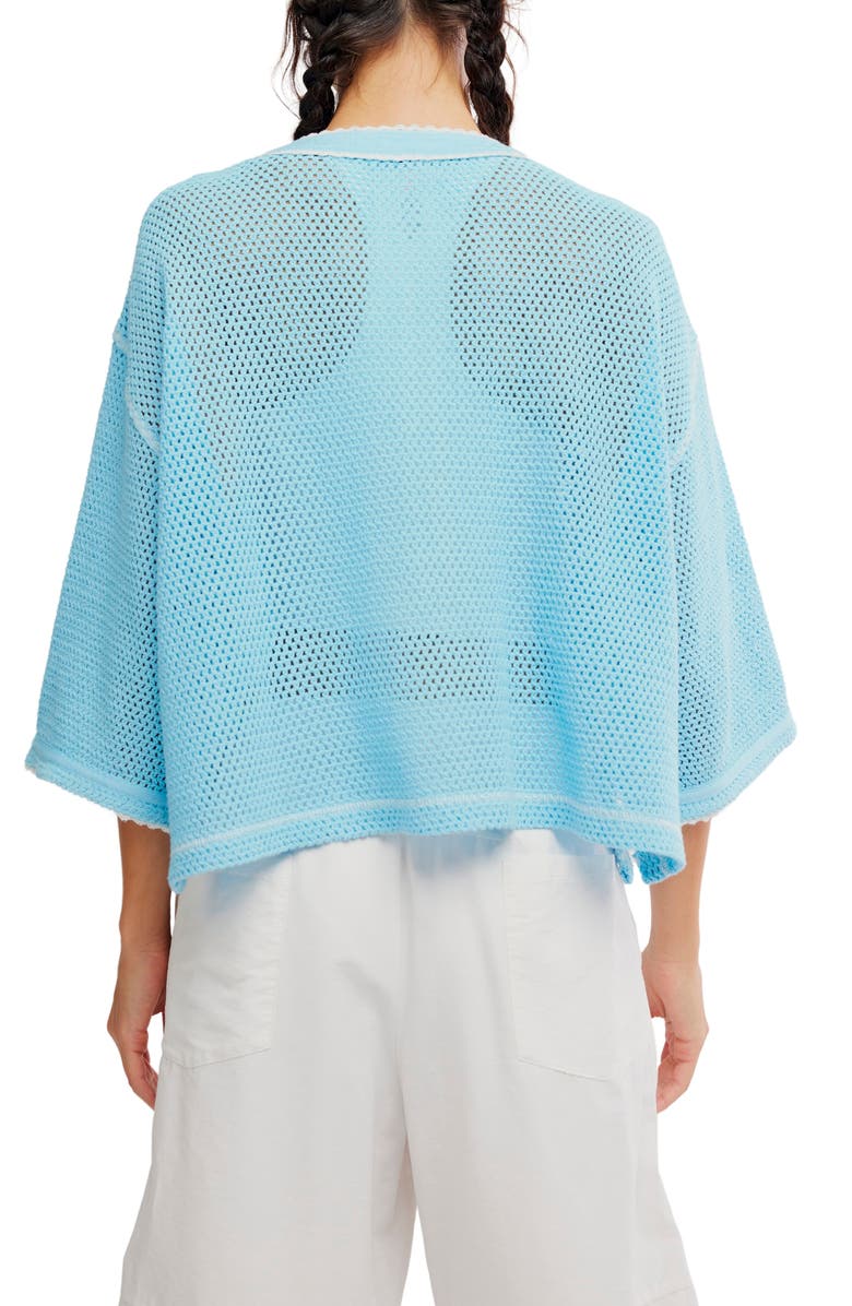 Free People FP Movement Camp Out Embroidered Open Stitch Top, Alternate, color, Bright Blue