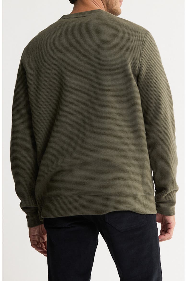 Textured Crewneck Sweatshirt with Faux Shearling Lining, Alternate, color, OLIVE