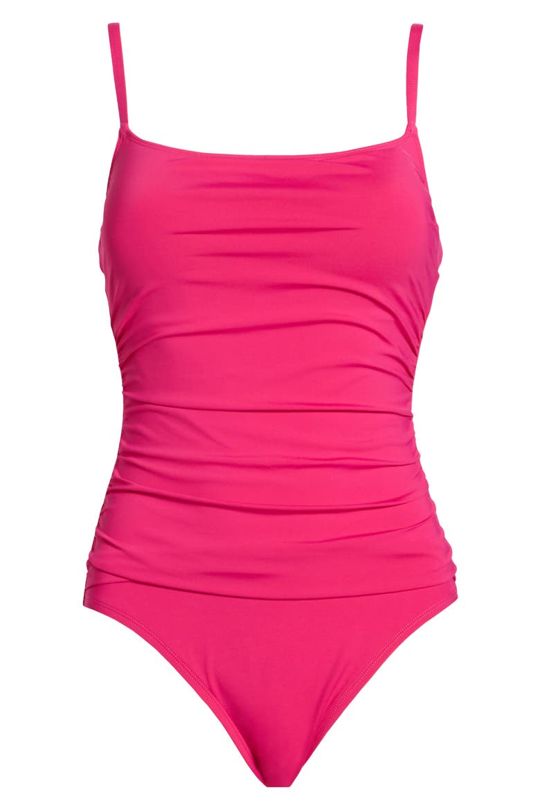 Ruched One-Piece Swimsuit, Alternate, color, MAGENTA