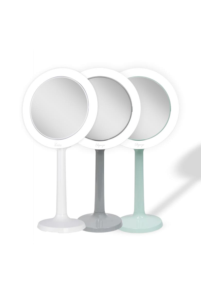 Hudson Lighted Makeup Mirror with 8X/1X Magnifications & Suction Cup, Alternate, color, Gray