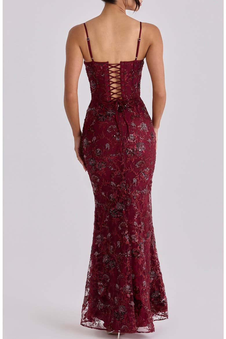 Naima Hand Beaded Gown, Alternate, color, WINE