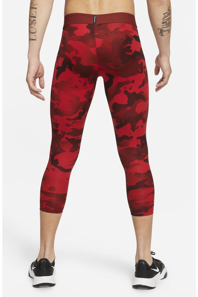 Pro Dri-FIT 3/4 Camo Training Tights, Alternate, color, UNIVERSITY RED/ BLACK