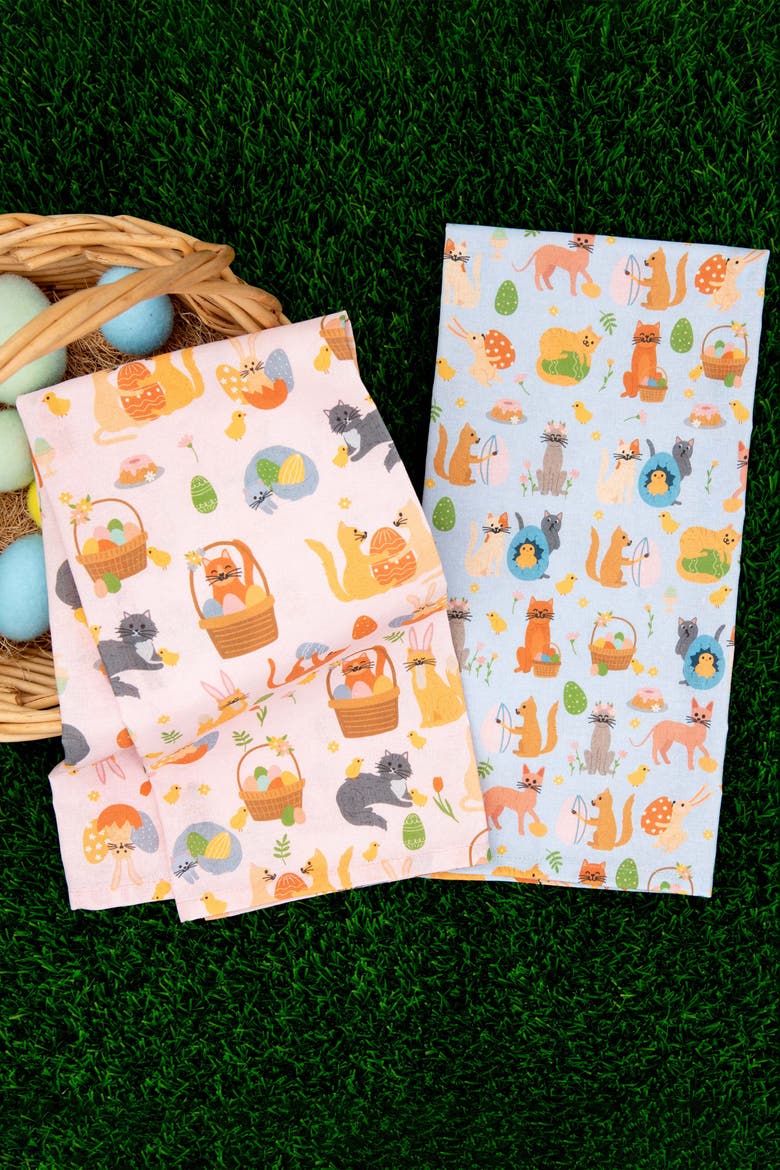 Cat Kitchen Towels, Alternate, color, Easter Kitties