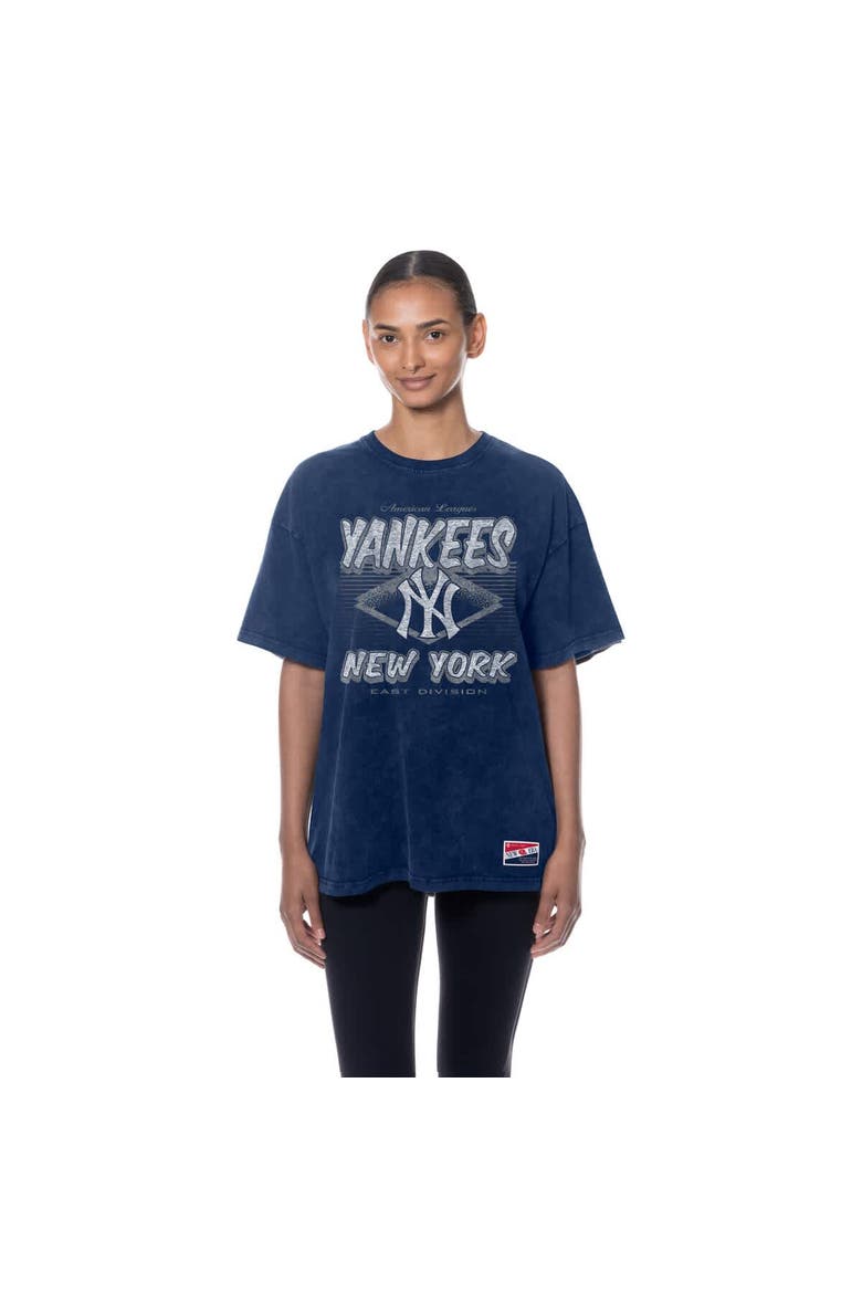 Women's New Era  Navy New York Yankees Mineral Wash Oversized T-Shirt, Alternate, color, Navy