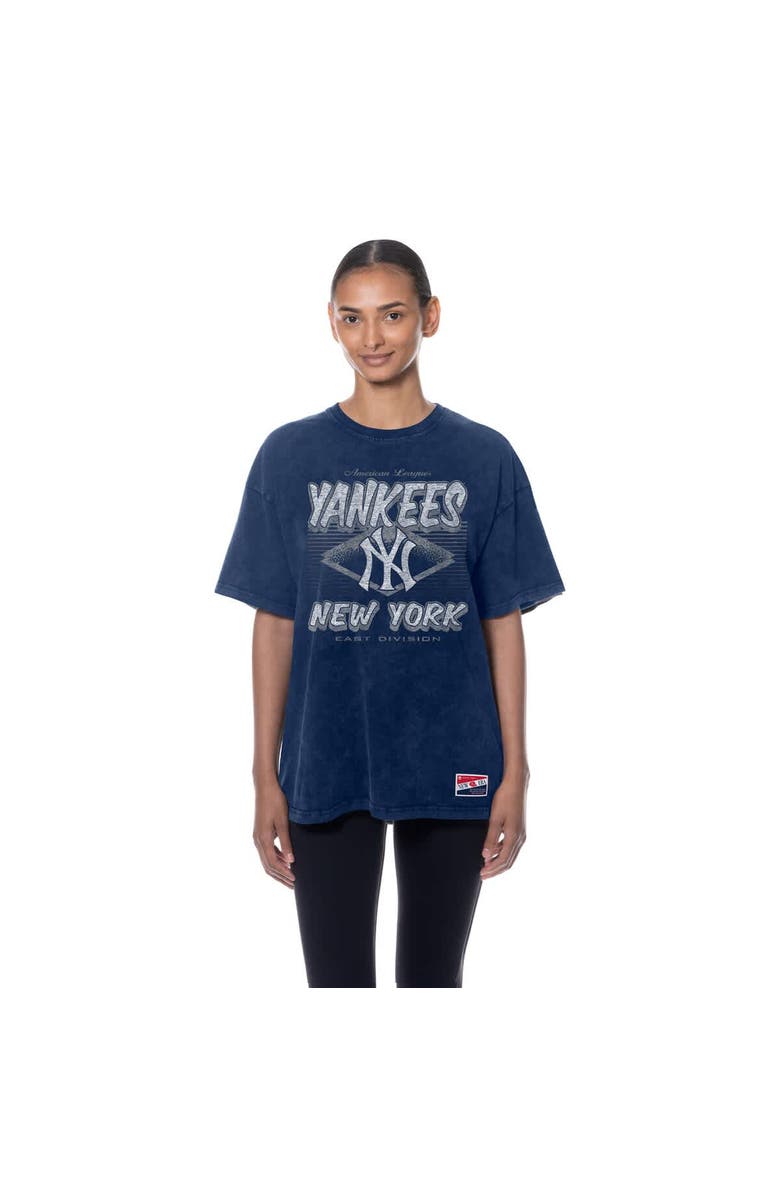 New Era Women's New Era  Navy New York Yankees Mineral Wash Oversized T-Shirt, Alternate, color, Navy
