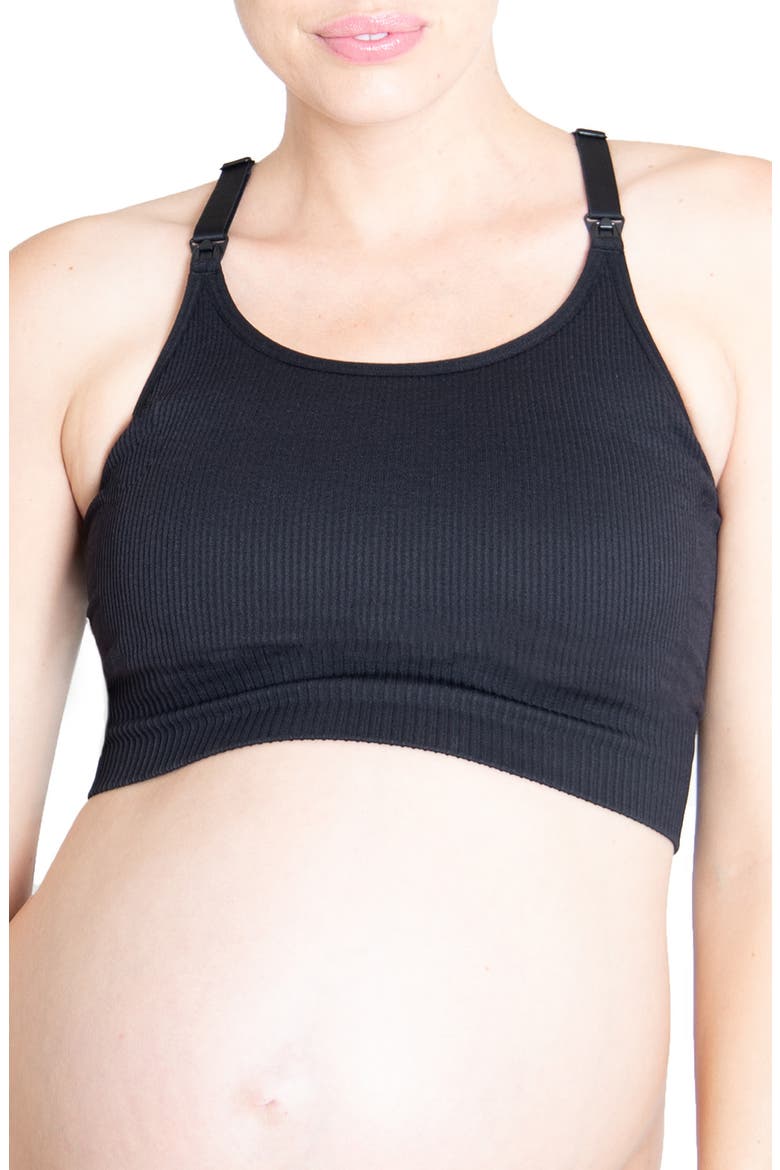 Ingrid & Isabel® Seamless Active Maternity/Nursing Bra, Main, color, BLACK