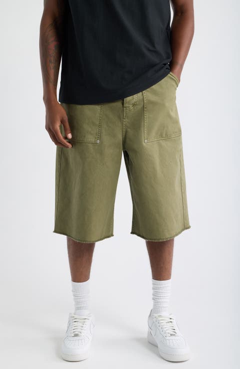 Raw Hem Cotton Twill Bermuda Shorts