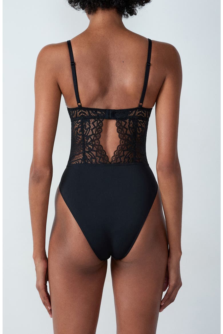 Dream Lace & Microfiber Teddy, Alternate, color, BLACK