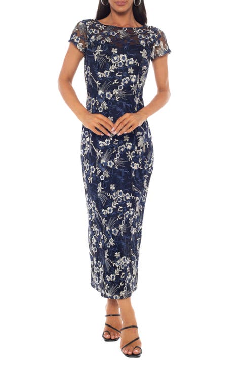 Embroidered Illusion Mesh Gown