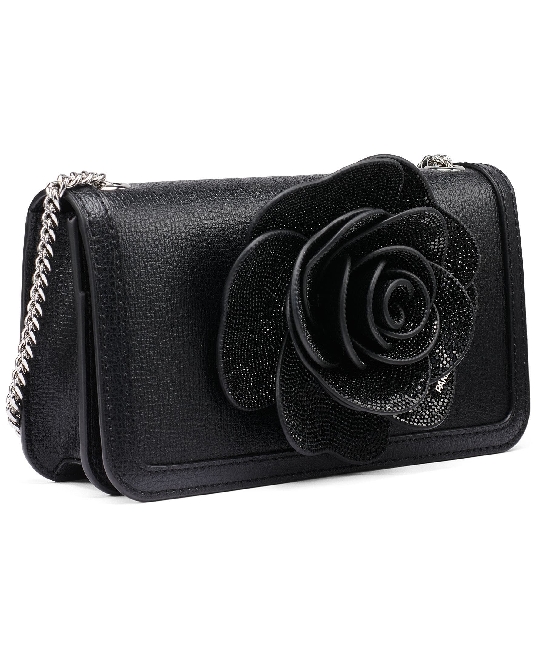 Kosette Flower Applique Crossbody, Alternate, color, Black/Silver