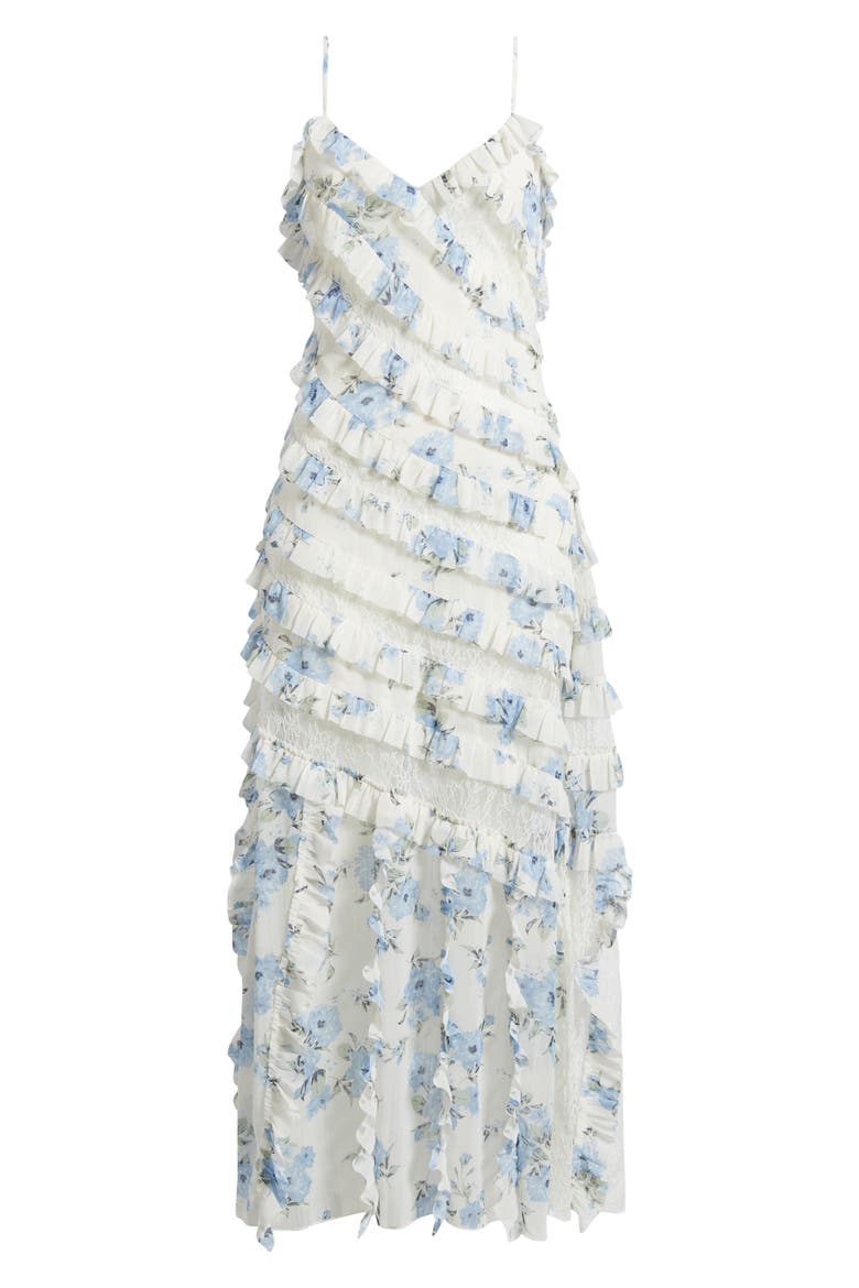 Ruffle & Lace Sleeveless Maxi Dress, Alternate, color, BLUE FLORAL