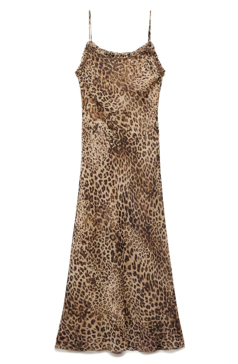 MANGO Animal Print Midi Dress, Alternate, color, Ecru