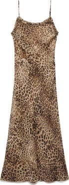 MANGO Animal Print Midi Dress
